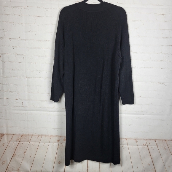 Free People Beach Mock Neck Long Sleeve Knit Midi Dress in Black Small - Picture 4 of 9